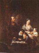 Anton  Graff Artists family before the portrait of Johann Georg Sulzer oil painting artist